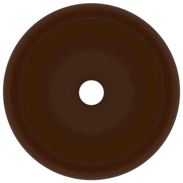 Луксозна кръгла мивка, матово тъмнокафява, 40x15 см, керамика