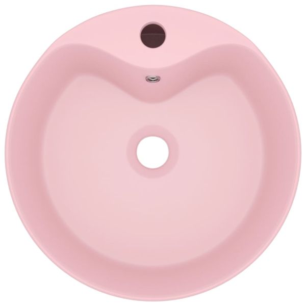 Луксозна мивка с преливник розов мат 36x13 см керамика