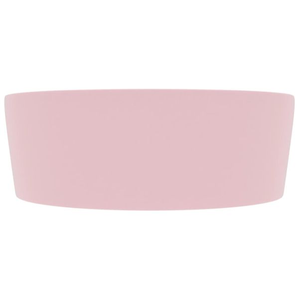 Луксозна мивка с преливник розов мат 36x13 см керамика