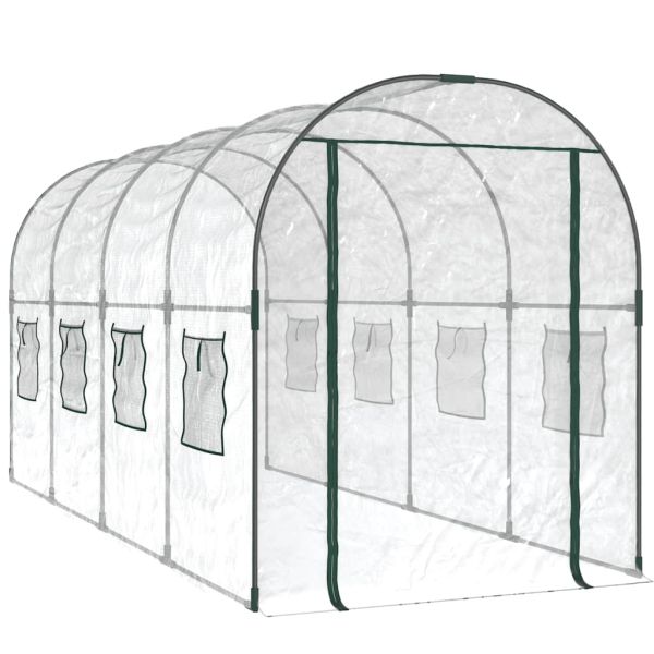 Прозрачна оранжерия 160x400x190 см PVC и стомана с прахова боя