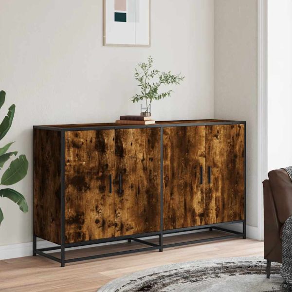 Бюфет опушен дъб 134x35x76 см инженерно дърво