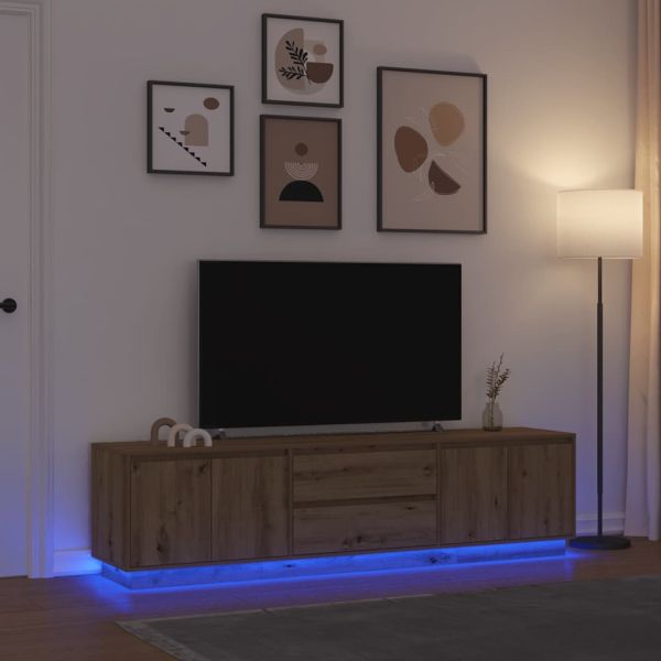 ТВ шкаф с LED светлини, artisan дъб, 193,5x41x50 см