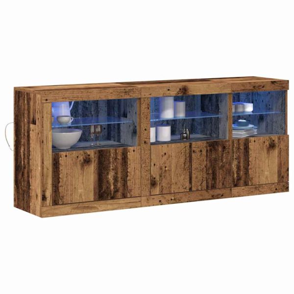 LED конзолна маса Старо дърво 162 x 37 x 67 см Инженерно дърво