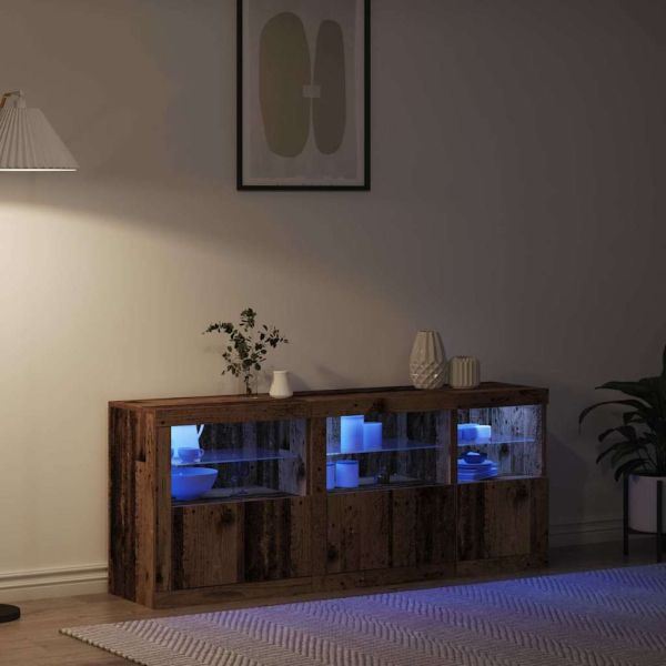 LED конзолна маса Старо дърво 162 x 37 x 67 см Инженерно дърво