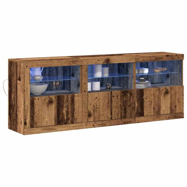 LED конзолна маса Старо дърво 181 x 37 x 67 см Инженерно дърво