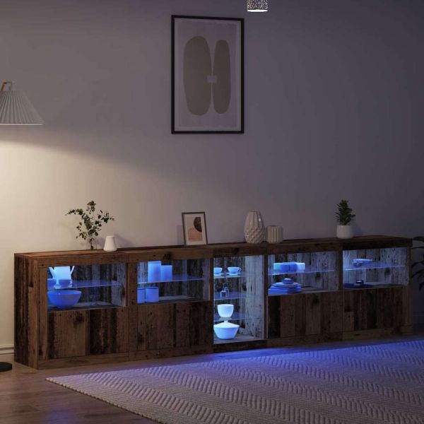 LED конзолна маса Старо дърво 283 x 37 x 67 см Инженерно дърво