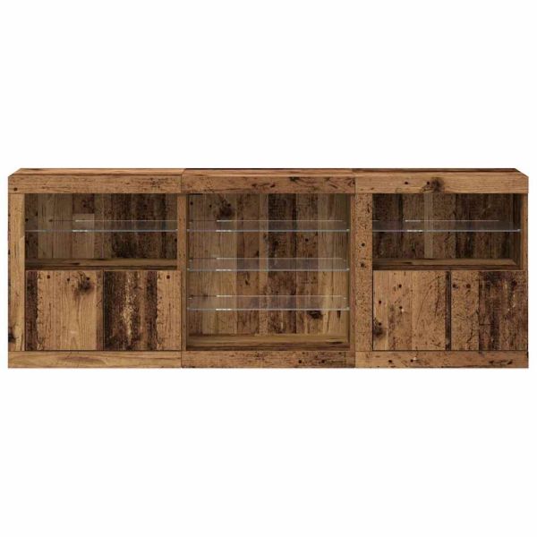 LED конзолна маса Старо дърво 181,5 x 37 x 67 см
