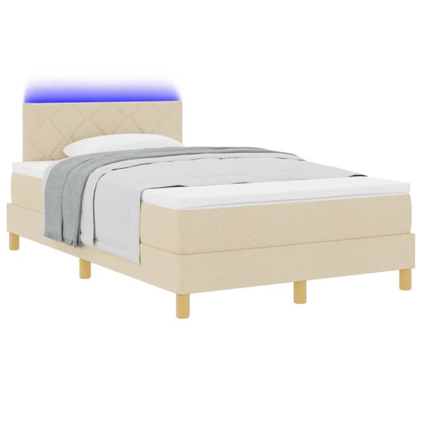 LED кутия за пружини с легло Крем 120 x 200 cm текстил