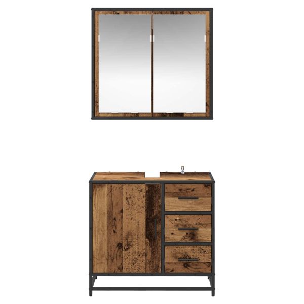 Комплект мебели за баня 2 pcs Старо дърво Инженерно дърво