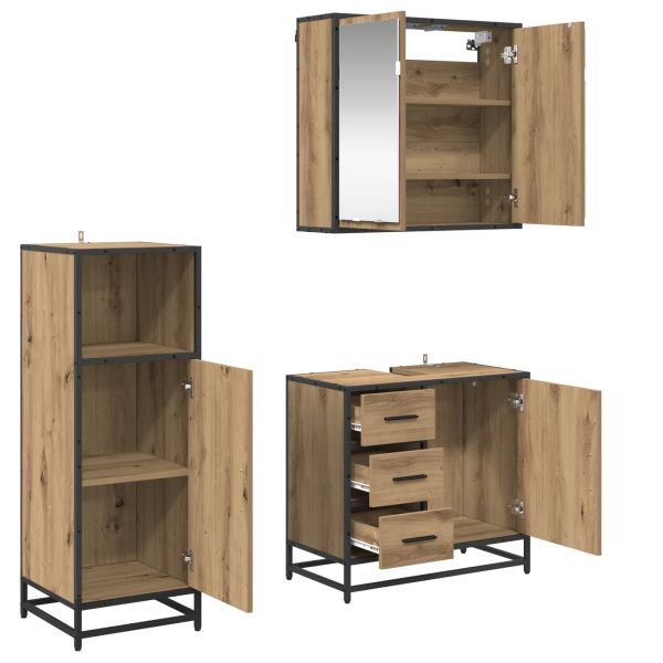 Комплект мебели за баня с чекмедже 3 pcs Дъб Инженерно дърво