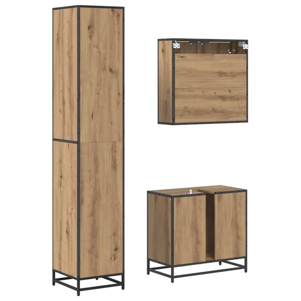 Комплект мебели за баня с чекмедже 3 pcs Дъб Инженерно дърво