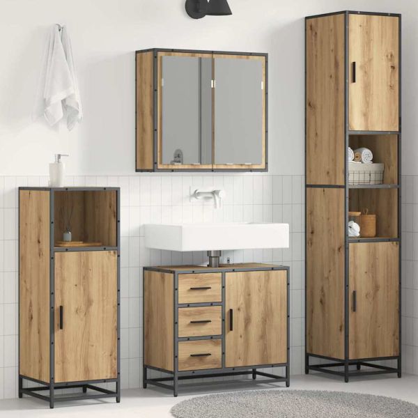 Комплект мебели за баня с чекмедже 4 pcs Дъб Инженерно дърво