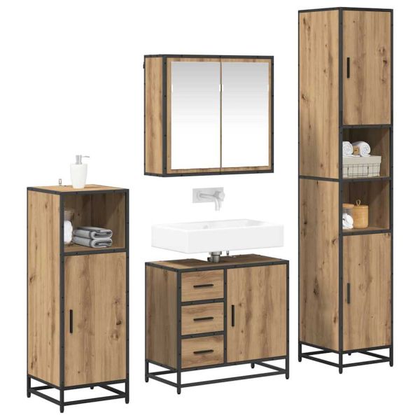 Комплект мебели за баня с чекмедже 4 pcs Дъб Инженерно дърво