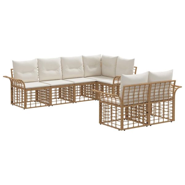 Комплект дивани за открито 7 pcs Естествено и кремаво бяло