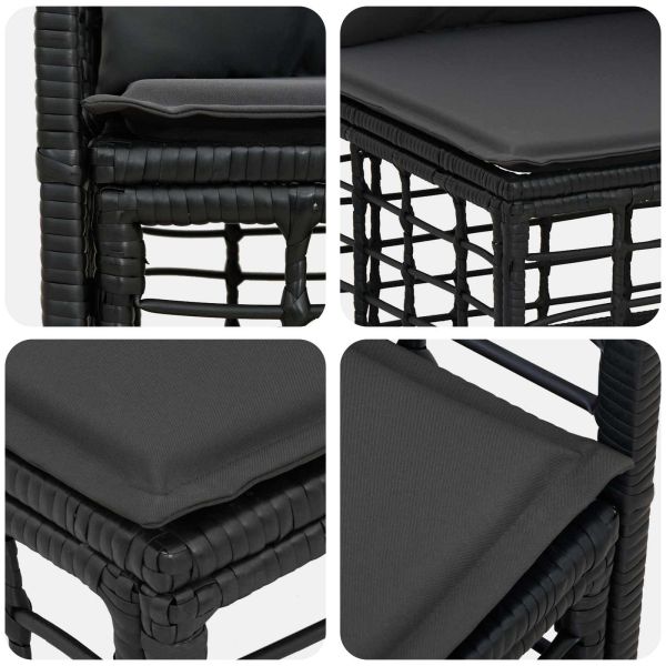 Комплект дивани за открито 8 pcs Черно и тъмно сиво Полиестер