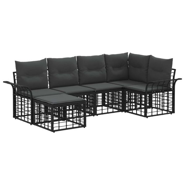 Комплект дивани за открито 6 pcs Черно и тъмно сиво Полиестер