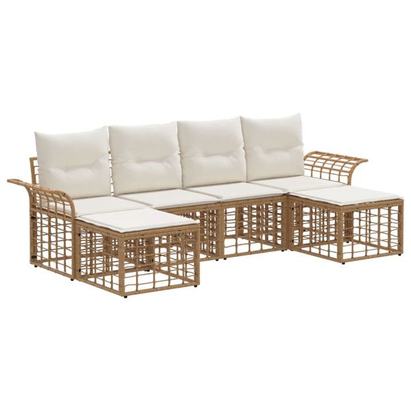 Комплект дивани за открито 6 pcs Естествено и кремаво бяло