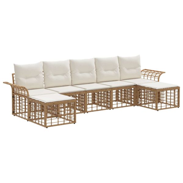 Комплект дивани за открито 7 pcs Естествено и кремаво бяло