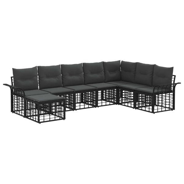 Комплект дивани за открито 8 pcs Черно и тъмно сиво Полиестер