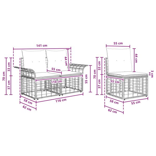 Комплект дивани за открито 6 pcs Черно и тъмно сиво Полиестер