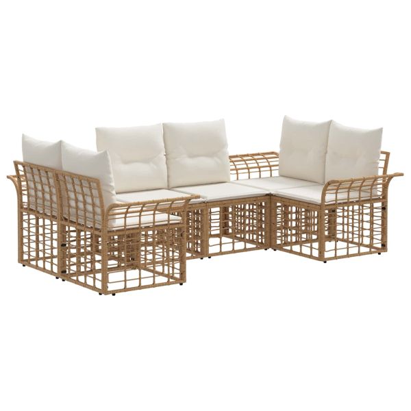 Комплект дивани за открито 6 pcs Естествено и кремаво бяло