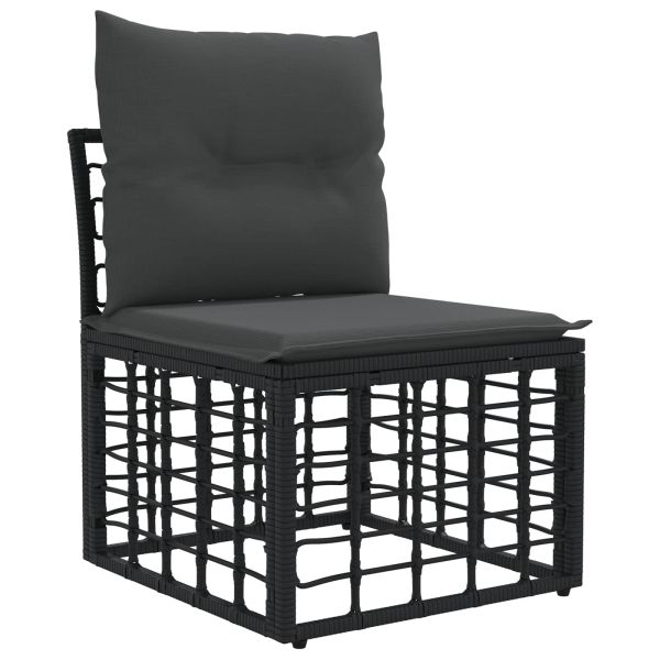 Комплект дивани за открито 9 pcs Черно и тъмно сиво Полиестер