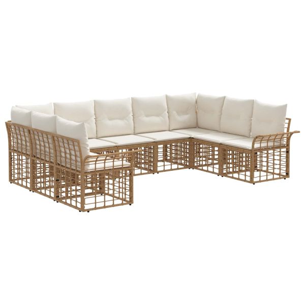 Комплект дивани за открито 9 pcs Естествено и кремаво бяло