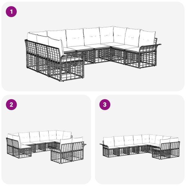 Комплект дивани за открито 9 pcs Естествено и кремаво бяло
