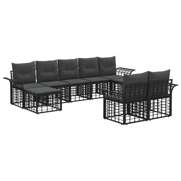Комплект дивани за открито 9 pcs Черно и тъмно сиво Полиестер
