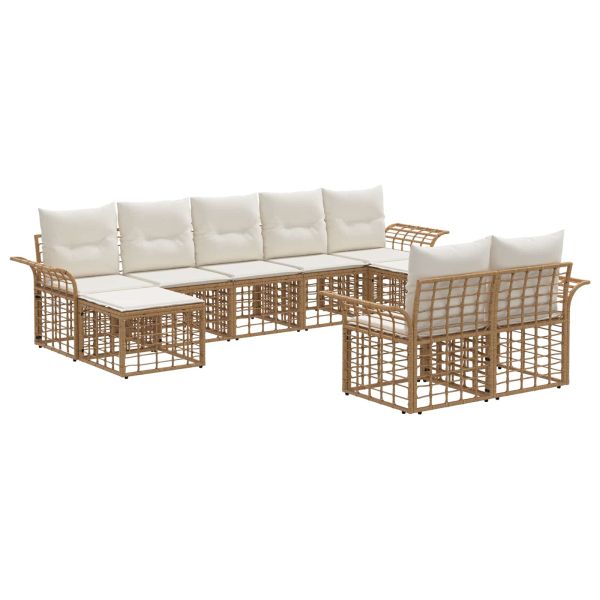 Комплект дивани за открито 9 pcs Естествено и кремаво бяло