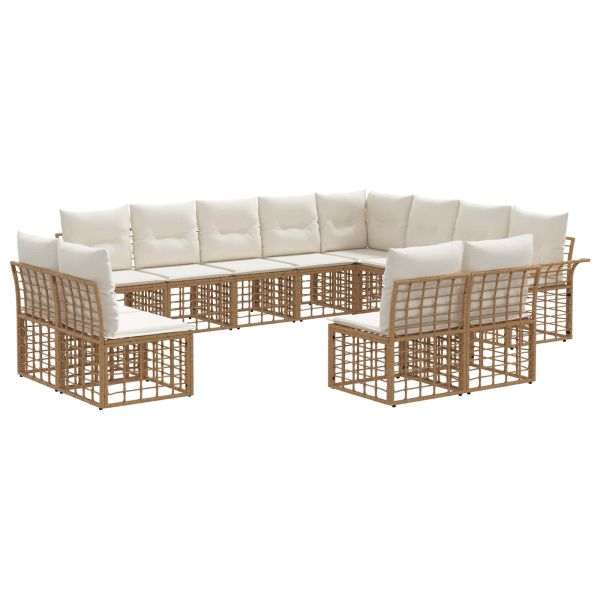 Комплект дивани за открито 12 pcs Естествено и кремаво бяло