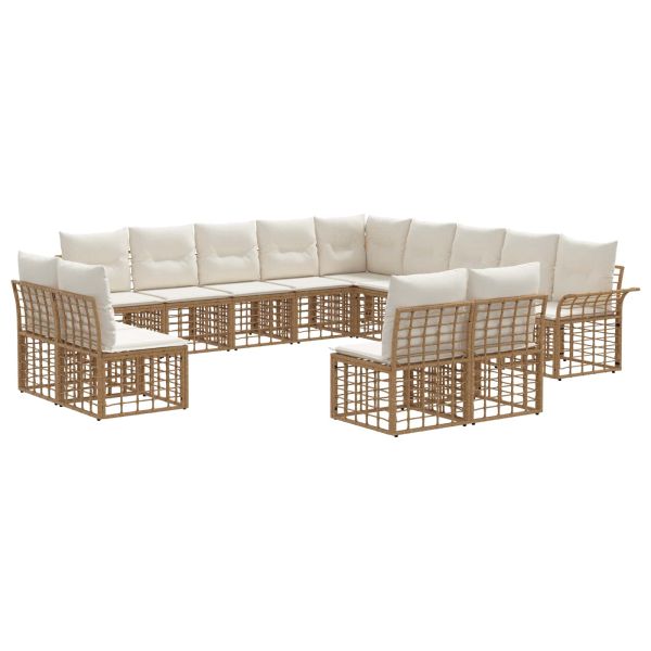 Комплект дивани за открито 13 pcs Естествено и кремаво бяло