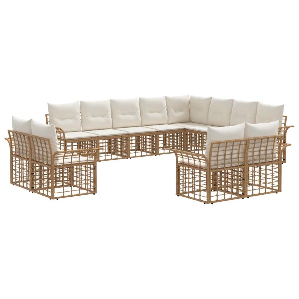 Комплект дивани за открито 12 pcs Естествено и кремаво бяло