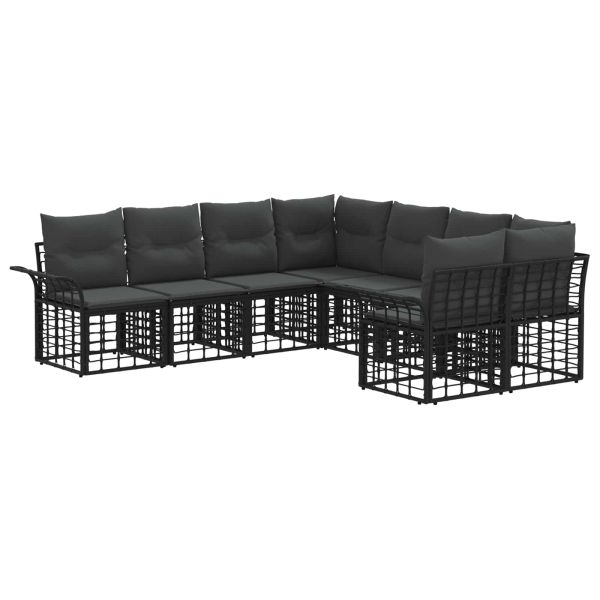 Комплект дивани за открито 8 pcs Черно и тъмно сиво Полиестер