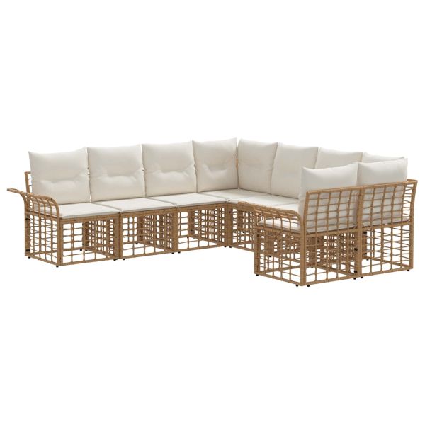 Комплект дивани за открито 8 pcs Естествено и кремаво бяло