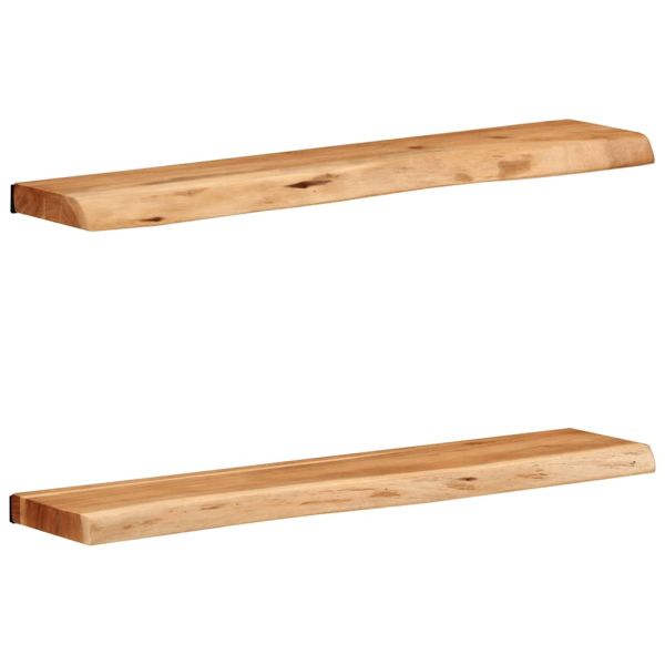 Стенни рафтове, 2 бр, 80x20x3,5 см, акациево дърво масив