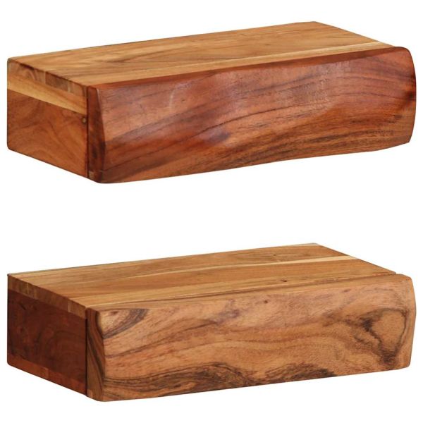 Стенни рафтове, 2 бр, 30x17x8 см, акациево дърво масив