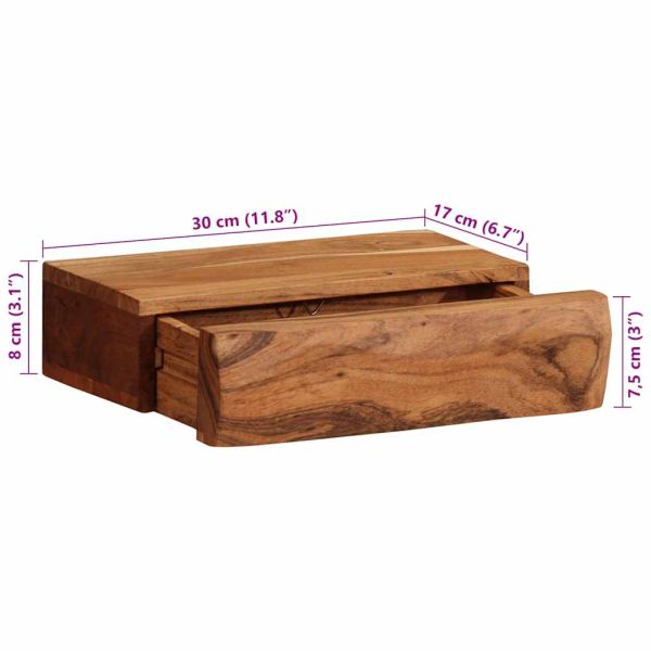 Стенни рафтове, 2 бр, 30x17x8 см, акациево дърво масив