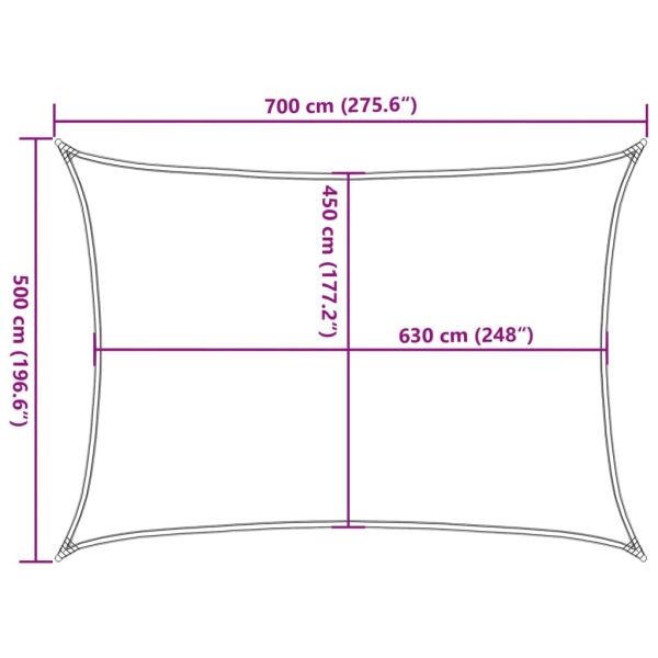 Платно-сенник, 160 г/м², правоъгълно, светлосиво, 5x7 м, HDPE