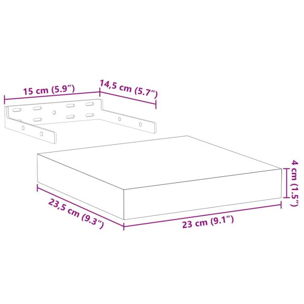 Рафтове за стена 2 бр 23x23,5x4 см инженерна дървесина