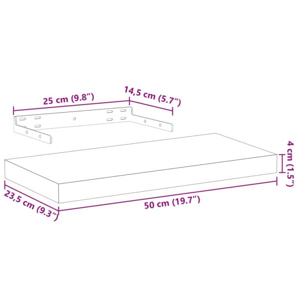 Рафтове за стена, 4 бр, 50x23,5x4 см, инженерна дървесина