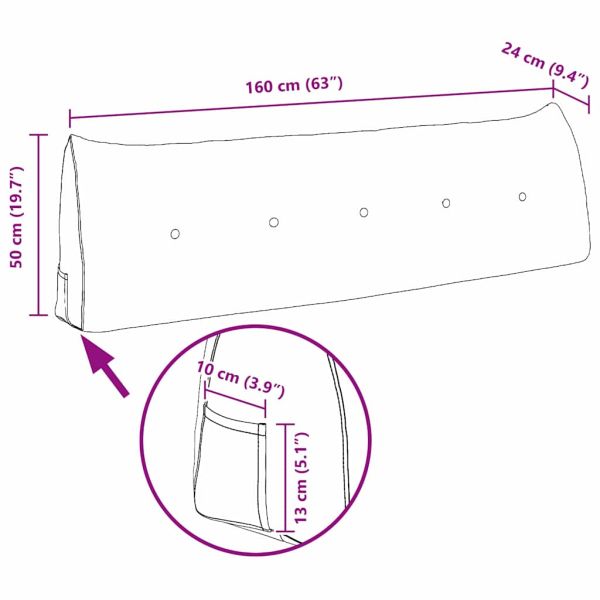 Възглавница за гръб Облачно сиво 160 x 24 x 50 см текстил