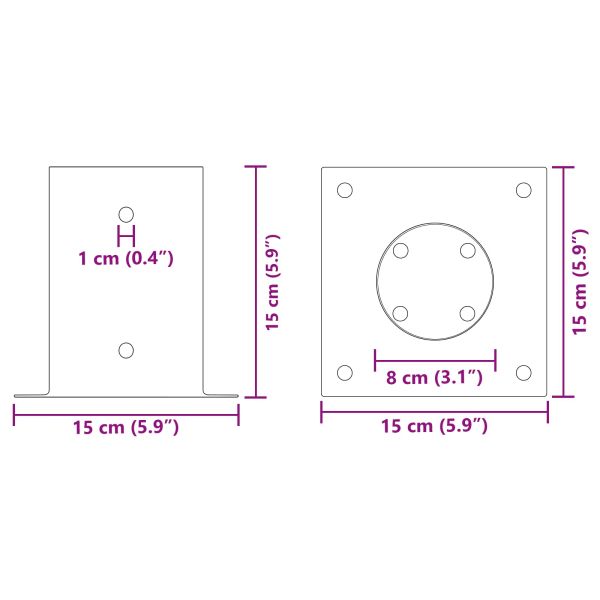 Кръгъл наземен анкер 4 pcs Сребристо 15 x 15 x 15 см Метал