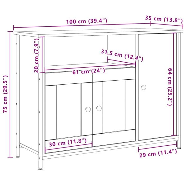 Служебен шкаф Старо дърво 100 x 35 x 75 см
