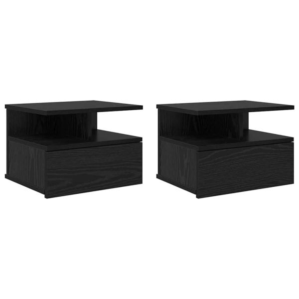 Плаваща нощно шкафче 2 pcs Черния дъб 40 x 31 x 28 см