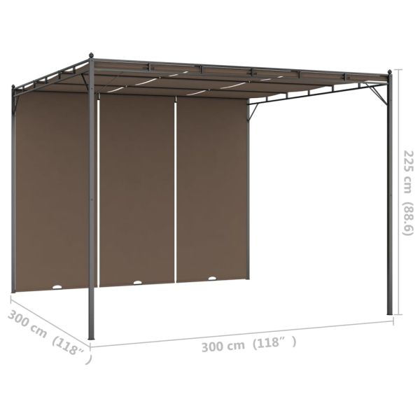 Градинска шатра със странична завеса, 3x3x2,25 м, таупе