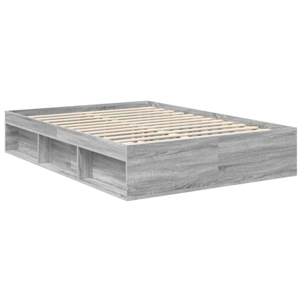 Рамка за легло Сив Сонома 140 x 190 cm Солидно борово дърво