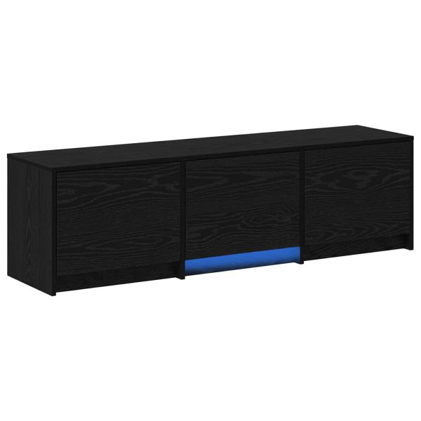 TV шкаф с LED с LED ленти с чекмедже Черен Дъб 140 x 34 x 40 см
