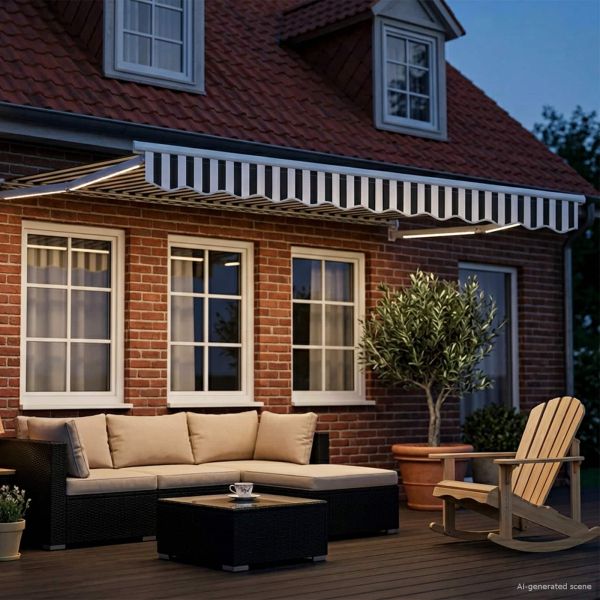 Ръчен изтеглящ сенник с LED светлини Антрацит и бяло 2,5 x 2 m