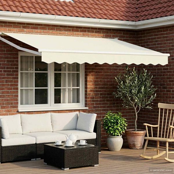 Ръчен изтеглящ сенник с LED светлини 3,5 x 2 m